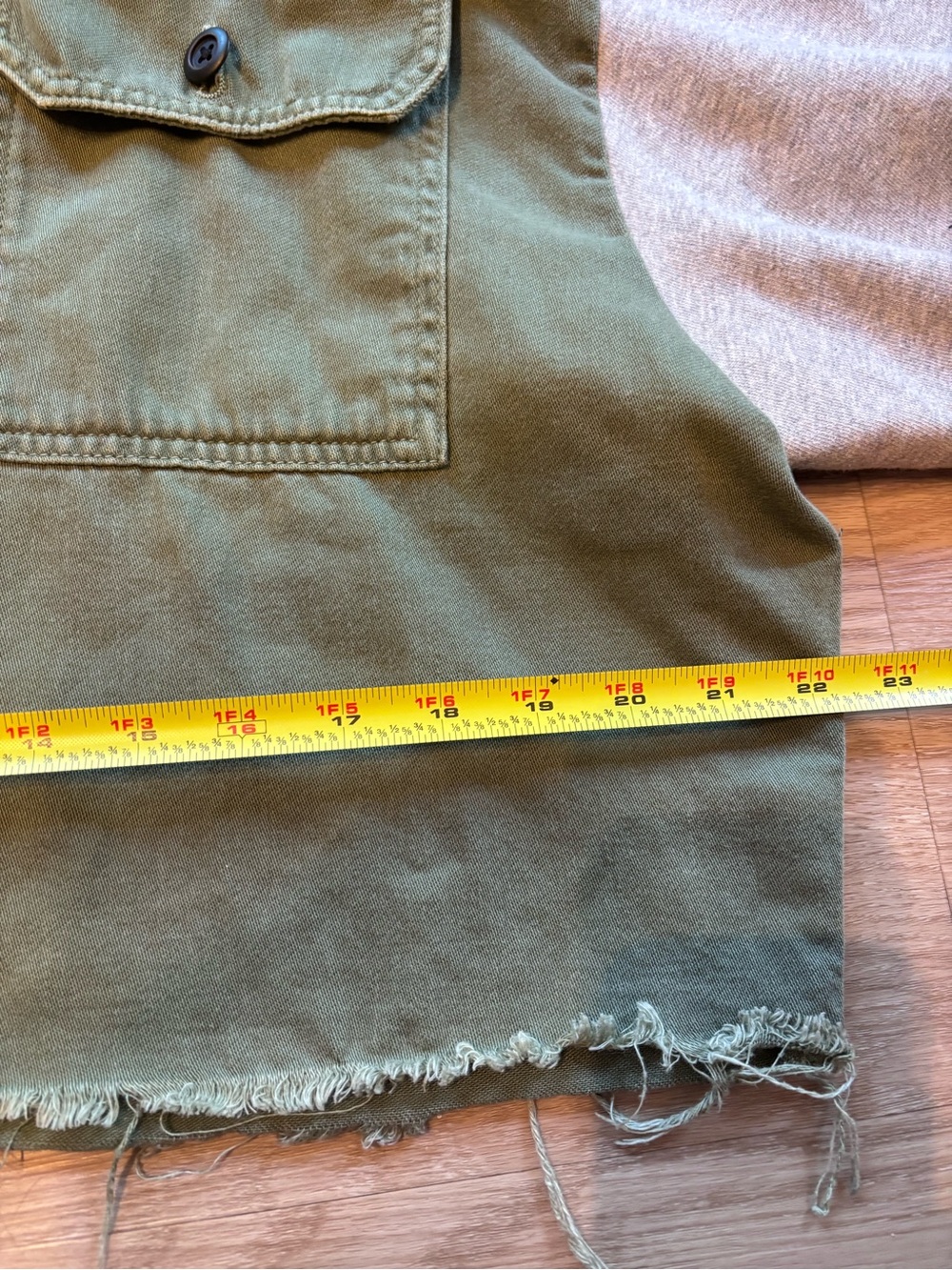AllSaints Women’s M/L Morten Mixed Media Denim Army Jacket Khaki Green Gray - Picture 7 of 11